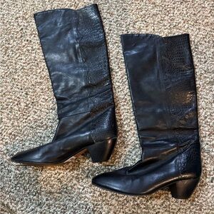 Elegant Black Leather Knee-High Boots